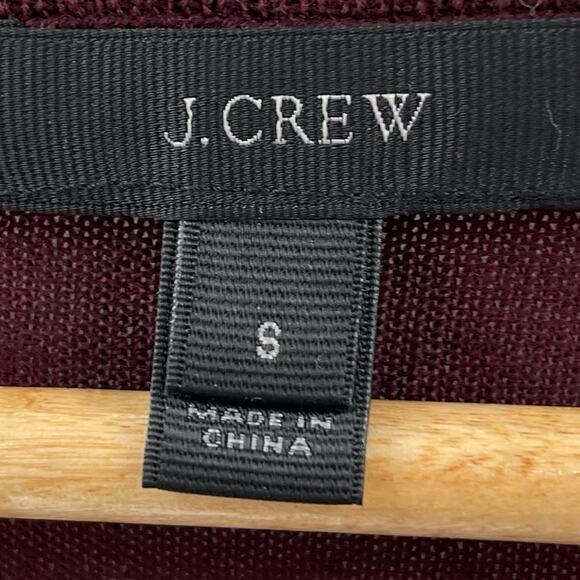 J. Crew Burgundy Wine Merino Wool V-Neck Sweater Ruffle Sleeve Size S - Picture 3 of 6